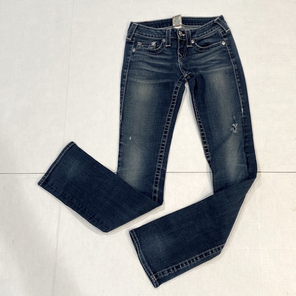 True Religion Women’s World Tour Distressed Straight Fit Johnny Jeans   SIZE  25 - Picture 2 of 16